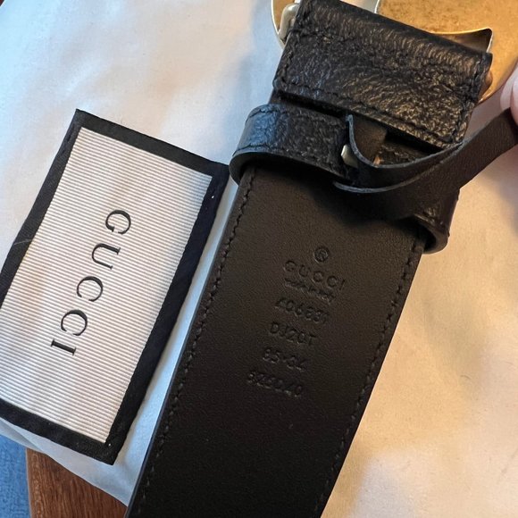 Gucci Wide Black Leather Belt 85/34 - Picture 3 of 4